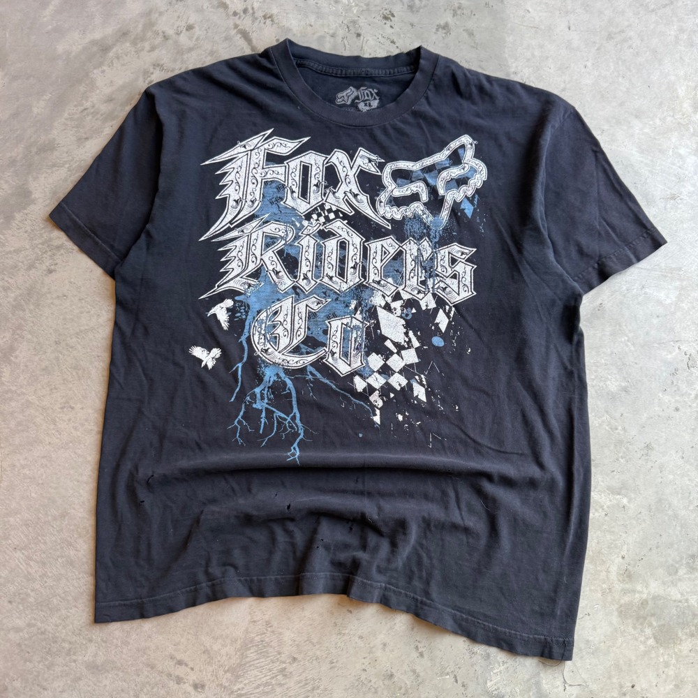 Fox Racing Riders Co Graphic T-Shirt Mens XL Black Motocross Gothic Distressed